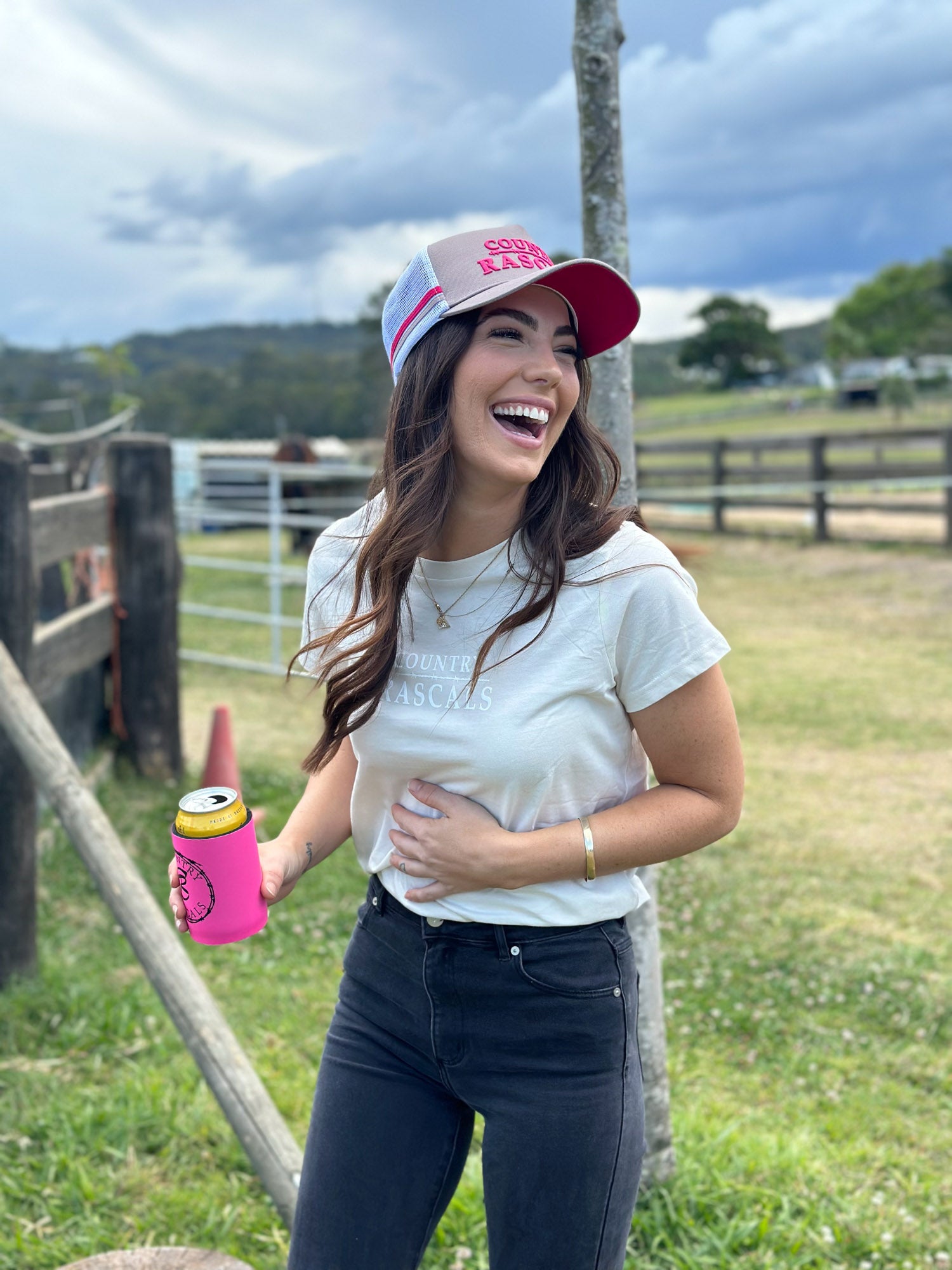 Trucker Cap | Branded Grey | Pink