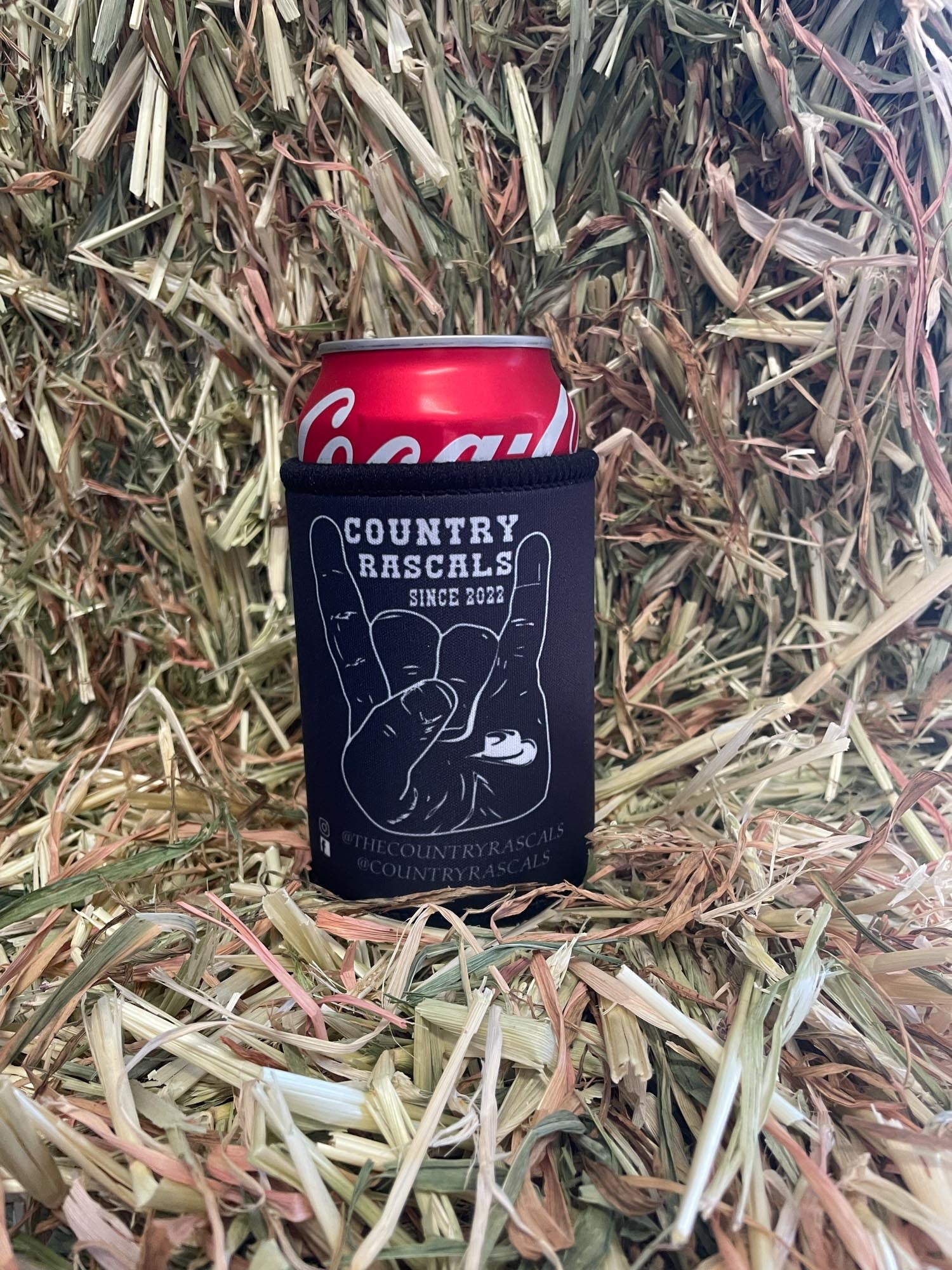 Country Stubby Cooler Horns up Black/White